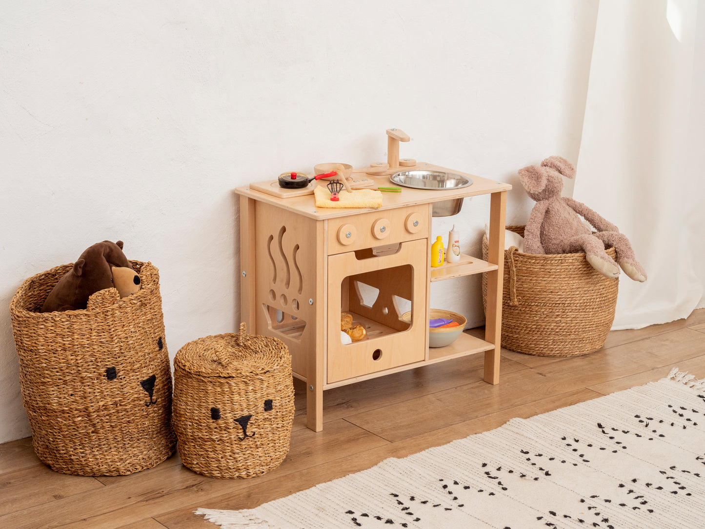 Mini Wooden Play Kitchen | Natural - Oliver Ruffus