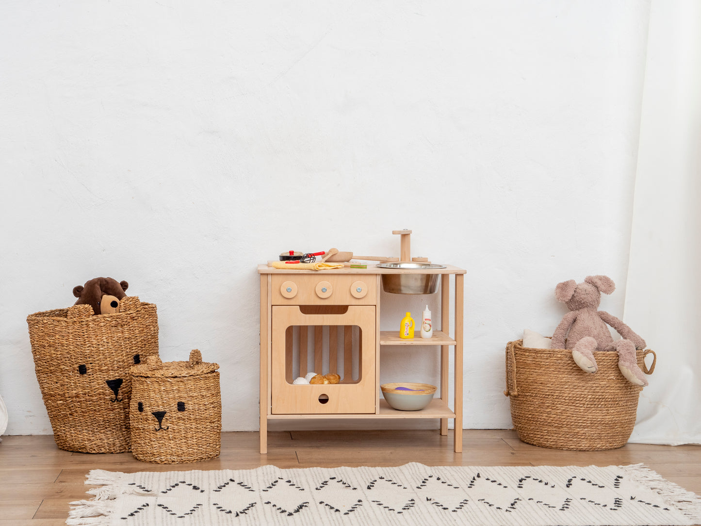 Mini Wooden Play Kitchen | Natural - Oliver Ruffus