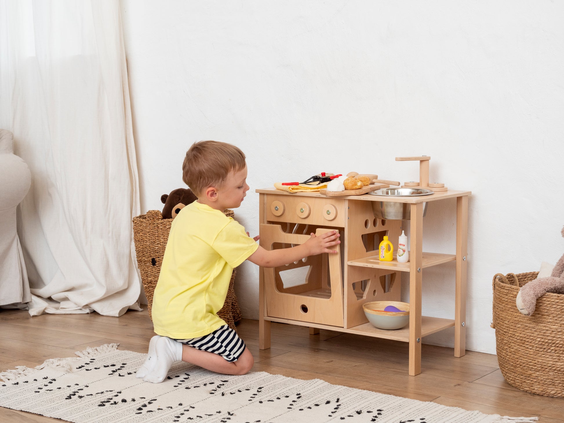 Mini Wooden Play Kitchen | Natural - Oliver Ruffus