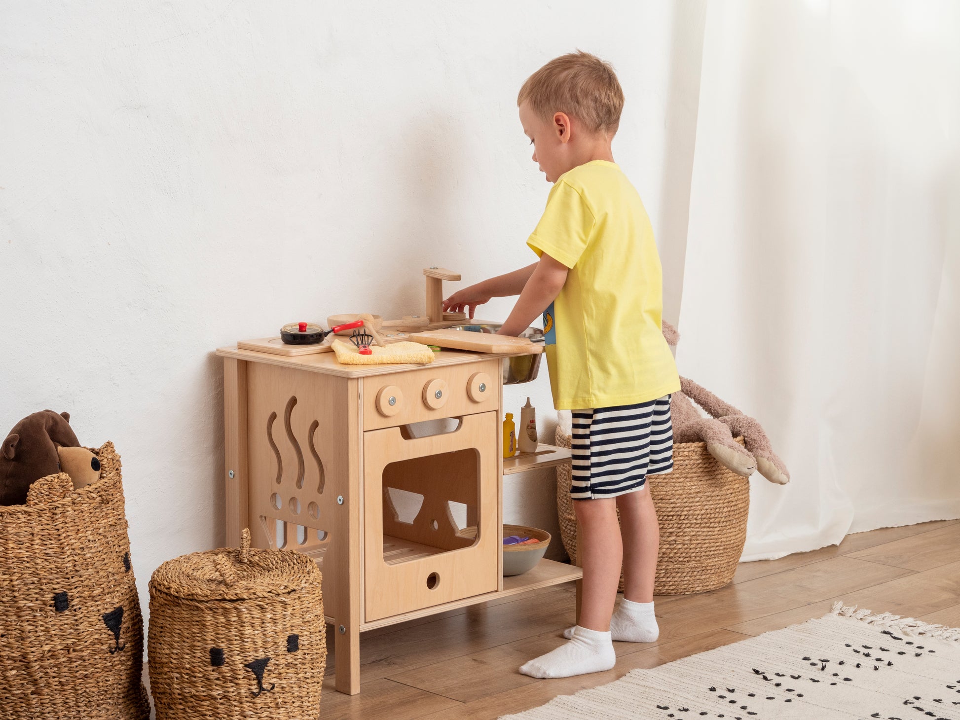 Mini Wooden Play Kitchen | Natural - Oliver Ruffus