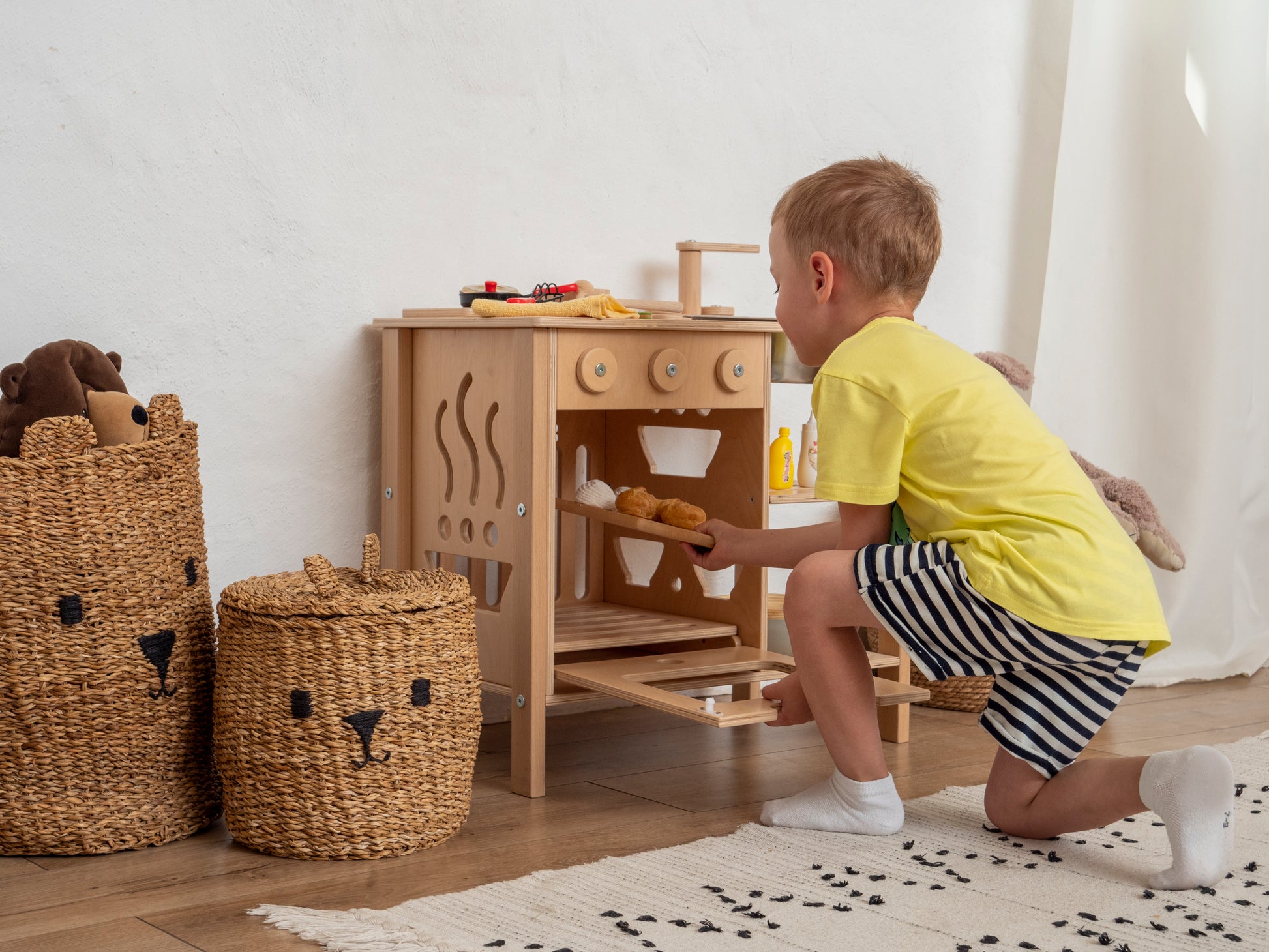 Mini Wooden Play Kitchen | Natural - Oliver Ruffus