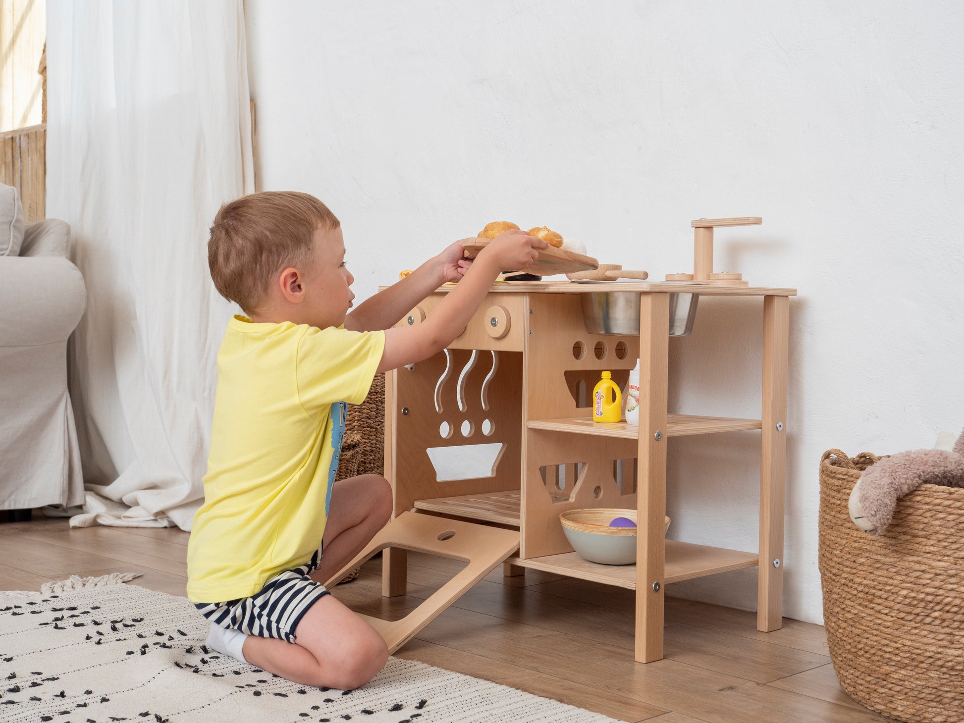 Mini Wooden Play Kitchen | Natural - Oliver Ruffus