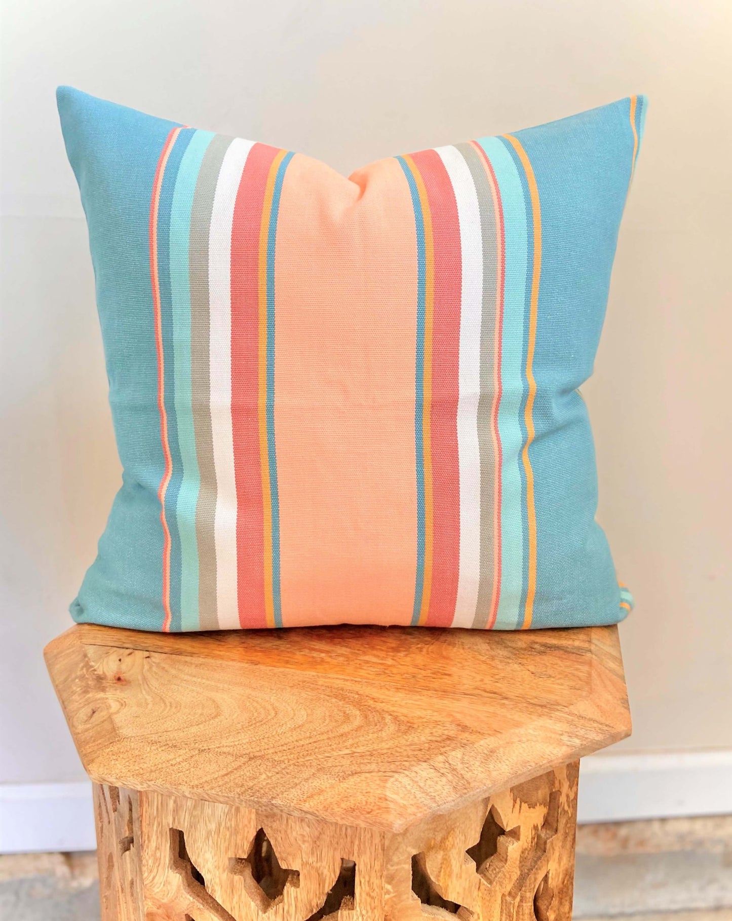 Pink & Light Blue Striped Throw Pillow | PASTEL