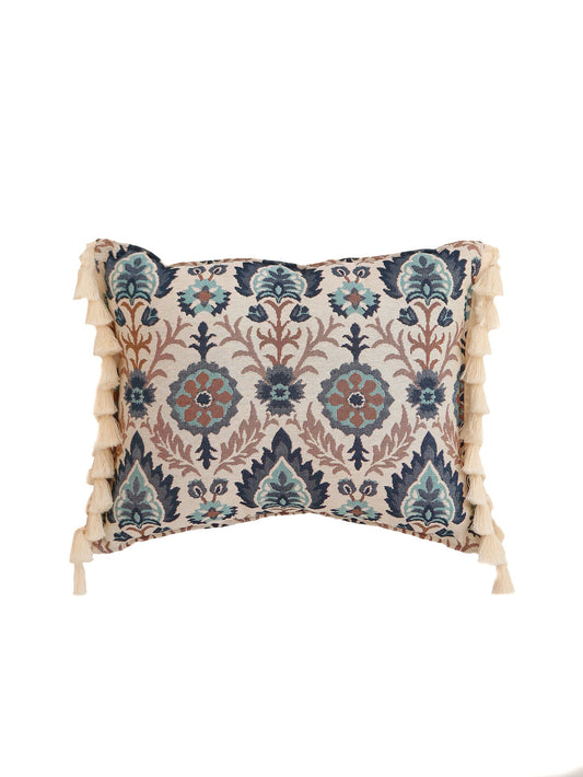 Blue Iris in Istanbul Pillow with Fringe