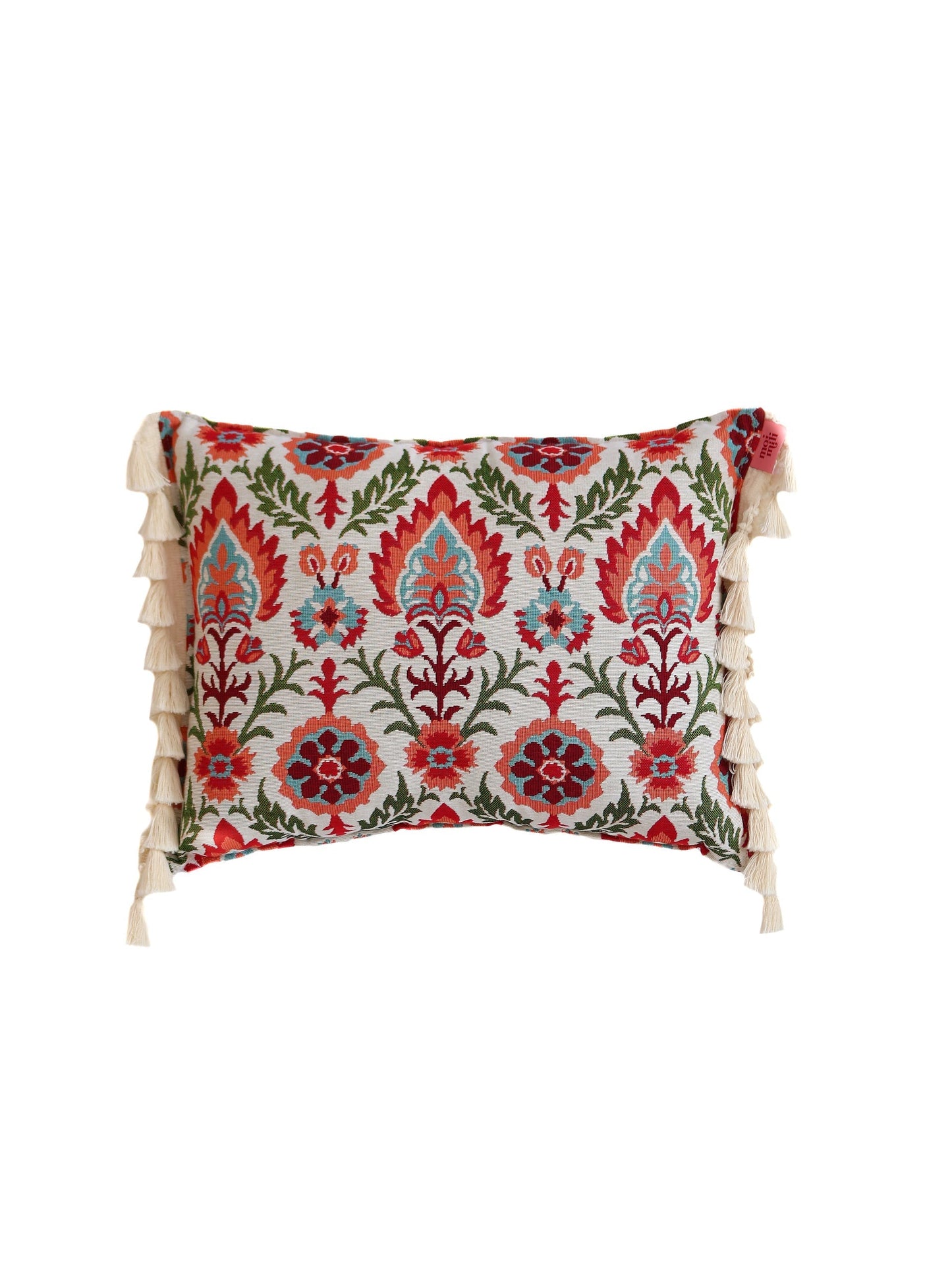 Scarlet Iris in Cancaya Pillow with Fringe
