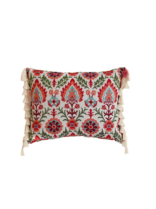 Scarlet Iris in Cancaya Pillow with Fringe