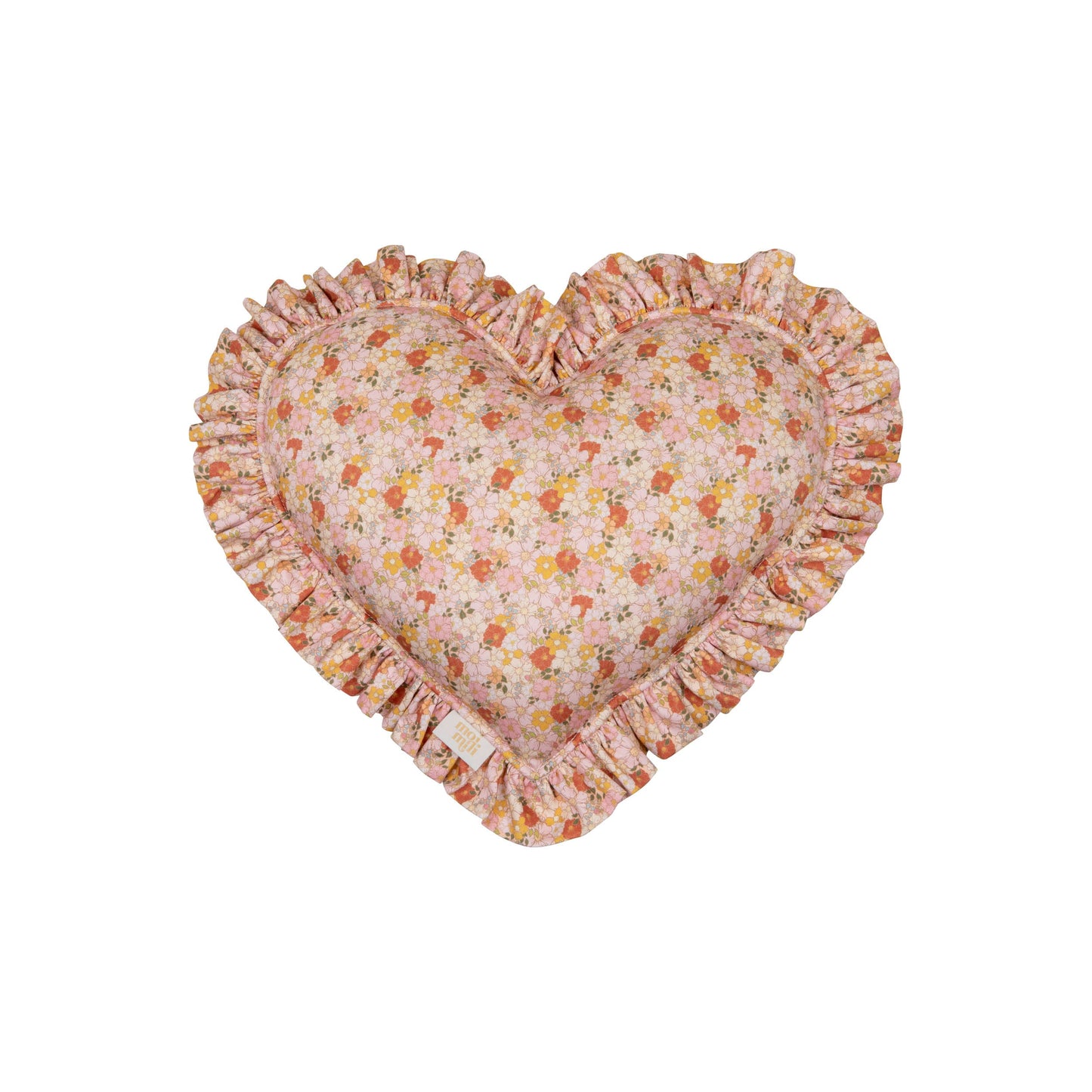 "Spring Garden" Heart Pillow with Checkered Frill