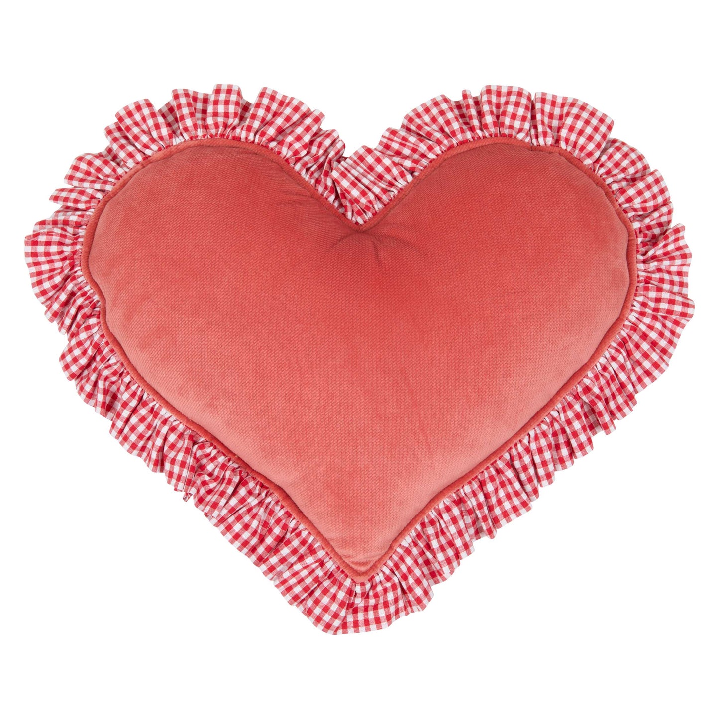 Red Heart Pillow with Checkered Frill