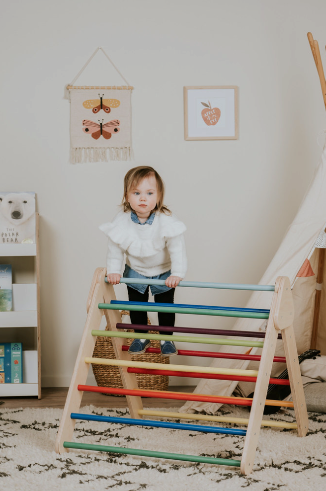 Swedish Wall and Triangle Climber Set 2in1 WITH Ramp slide | Rainbow - Oliver Ruffus