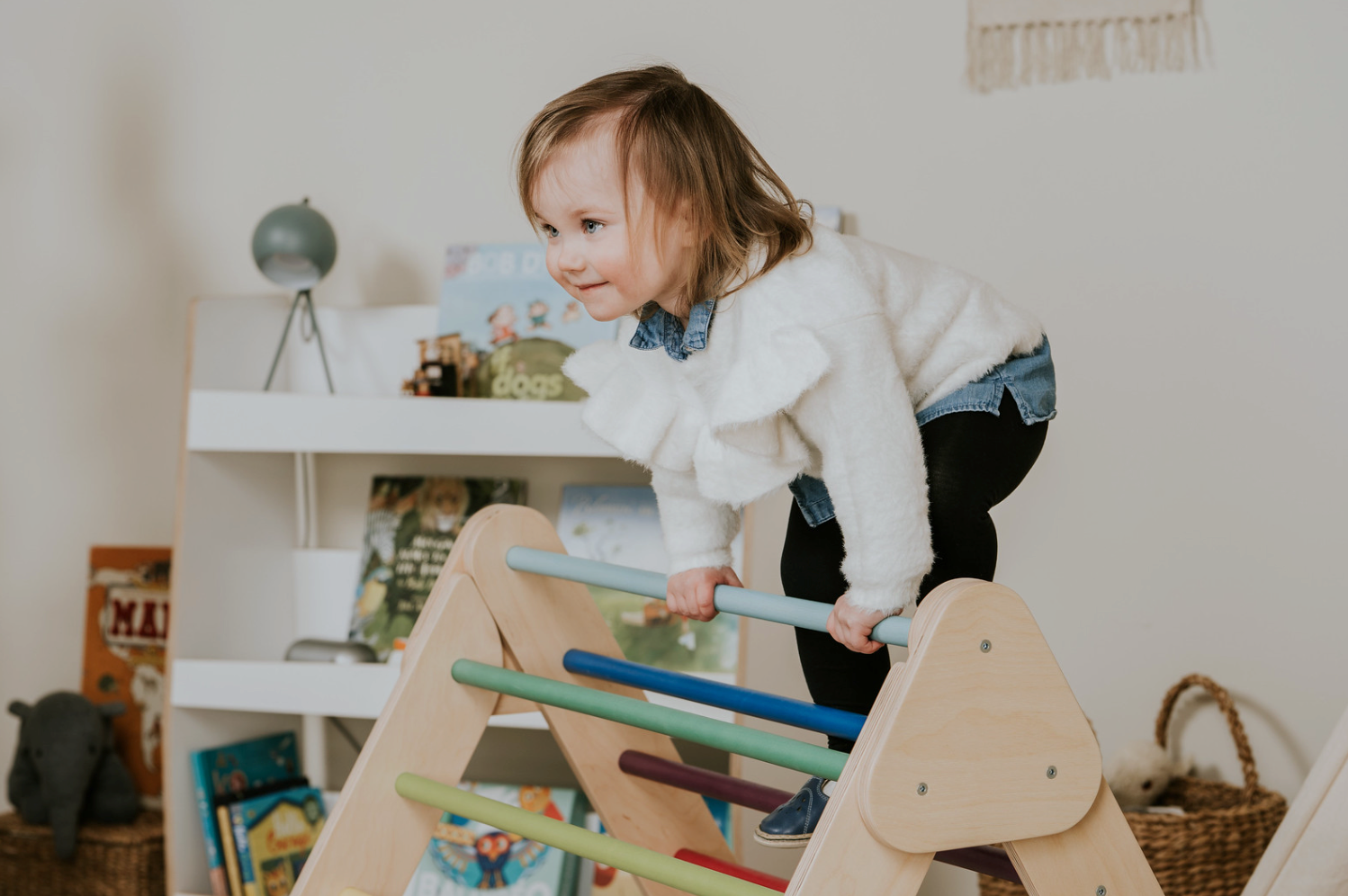 Swedish Wall and Triangle Climber Set 2in1 WITH Ramp slide | Rainbow - Oliver Ruffus