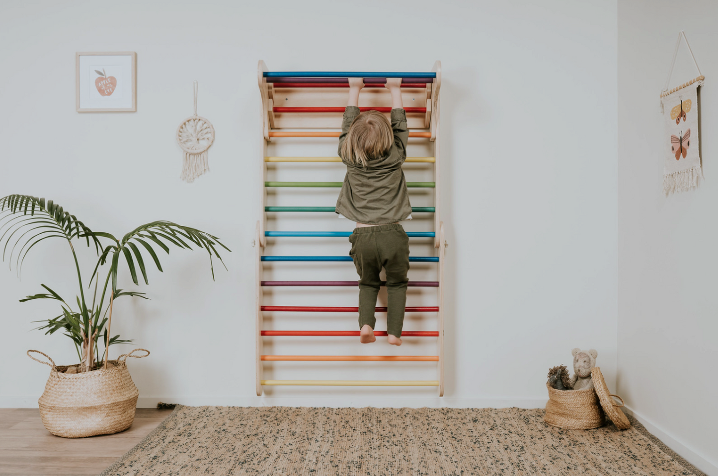 Swedish Wall and Triangle Climber Set 2in1 WITH Ramp slide | Rainbow - Oliver Ruffus