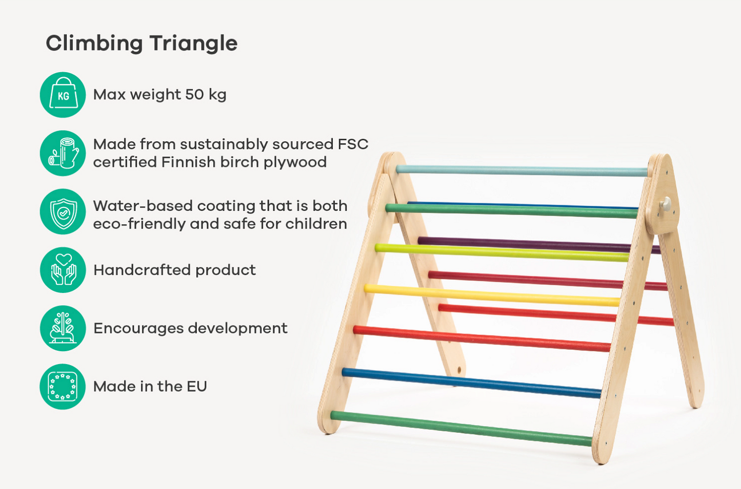 Swedish Wall and Triangle Climber Set 2in1 | Rainbow - Oliver Ruffus