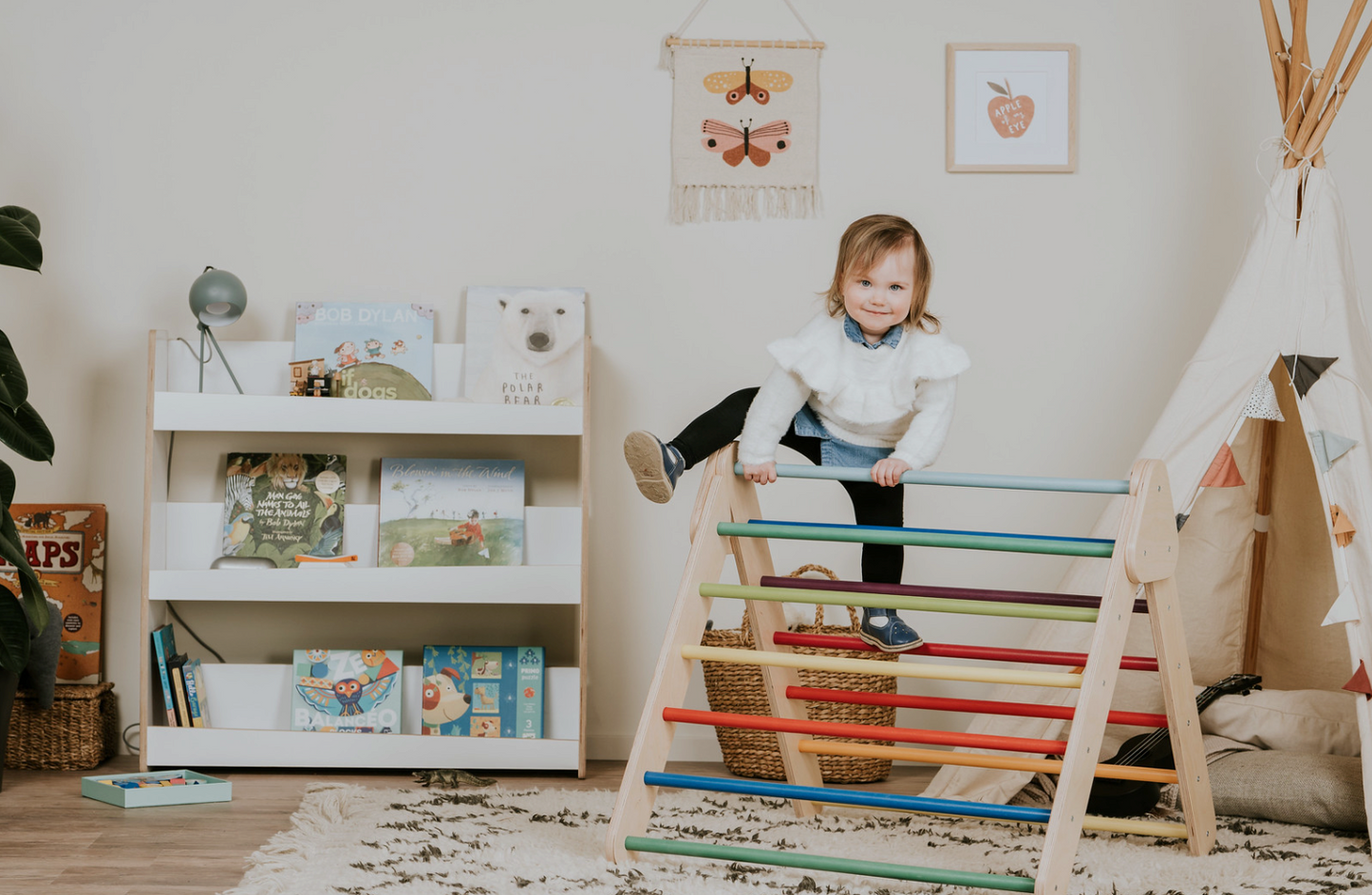 Swedish Wall and Triangle Climber Set 2in1 WITH Ramp slide | Rainbow - Oliver Ruffus