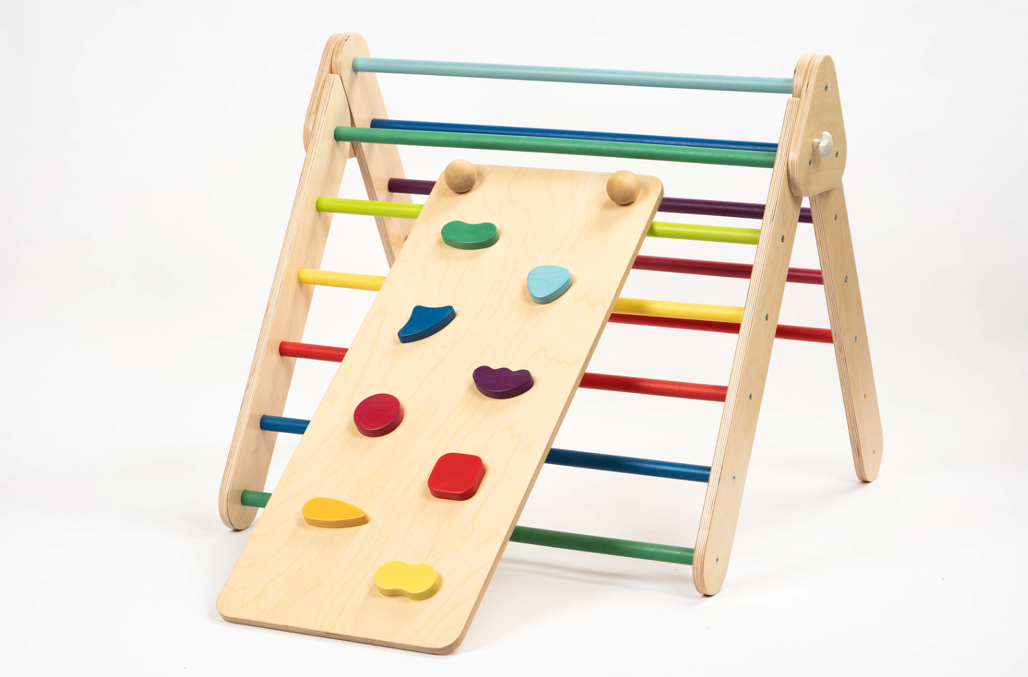 Swedish Wall and Triangle Climber Set 2in1 WITH Ramp slide | Rainbow - Oliver Ruffus