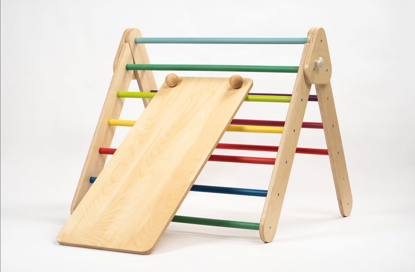 Swedish Wall and Triangle Climber Set 2in1 WITH Ramp slide | Rainbow - Oliver Ruffus