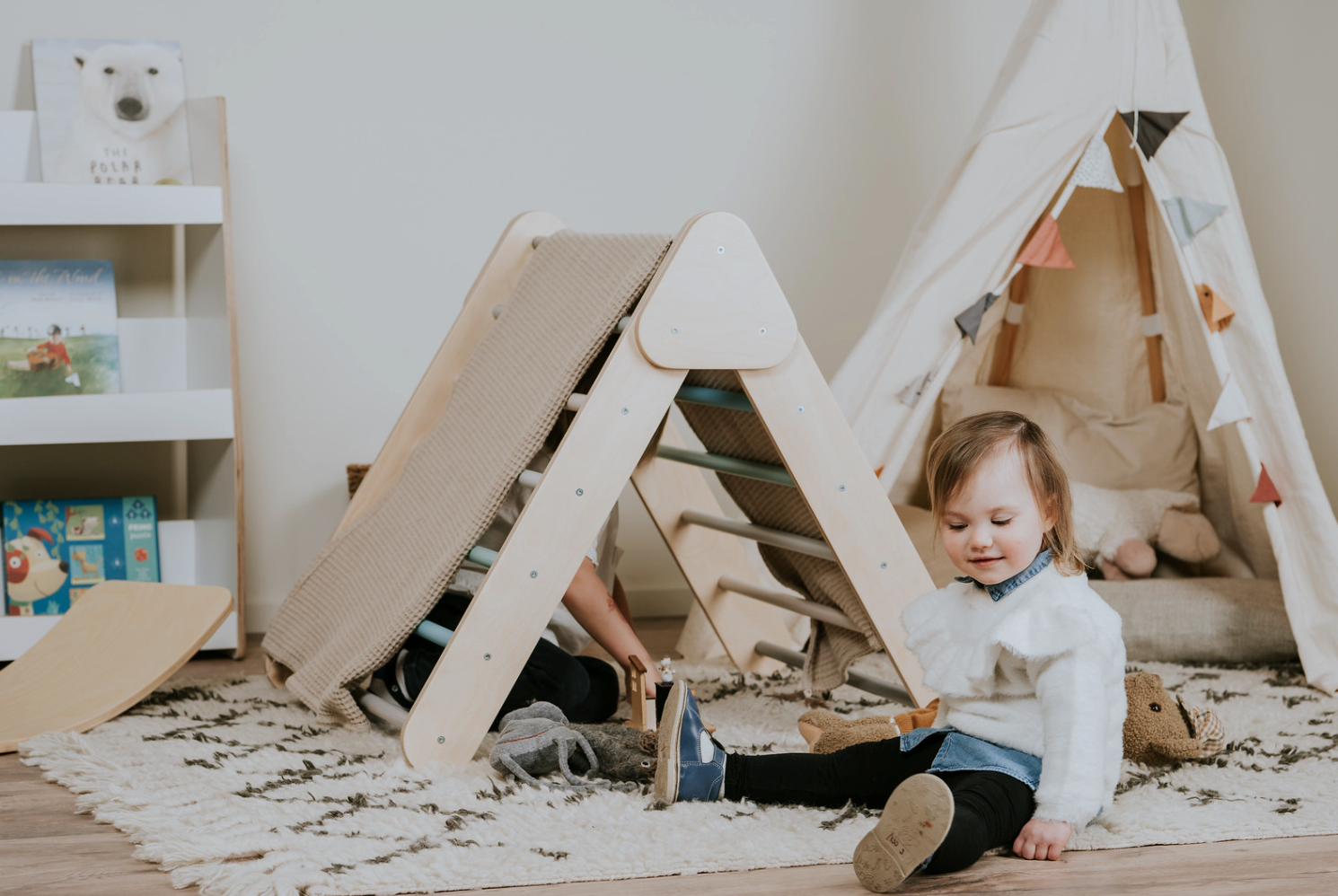 Swedish Wall and Triangle Climber Set 2in1 WITH Ramp slide | Pastel - Oliver Ruffus