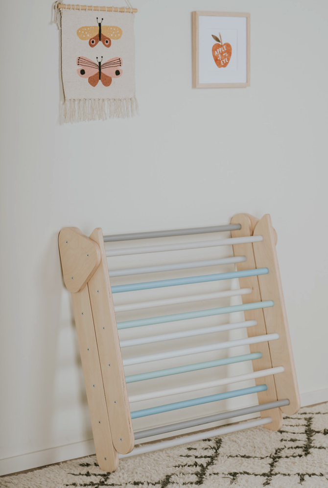 Swedish Wall and Triangle Climber Set 2in1 WITH Ramp slide | Pastel - Oliver Ruffus