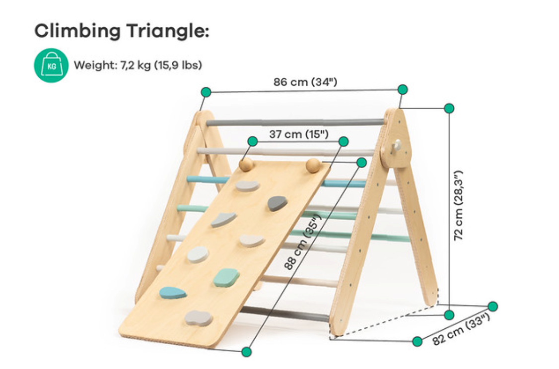 Swedish Wall and Triangle Climber Set 2in1 WITH Ramp slide | Pastel - Oliver Ruffus