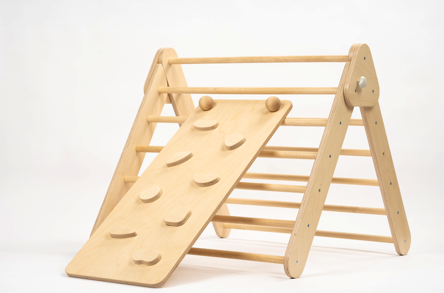 Swedish Wall and Triangle Climber Set 2in1 WITH Ramp slide | Natural - Oliver Ruffus