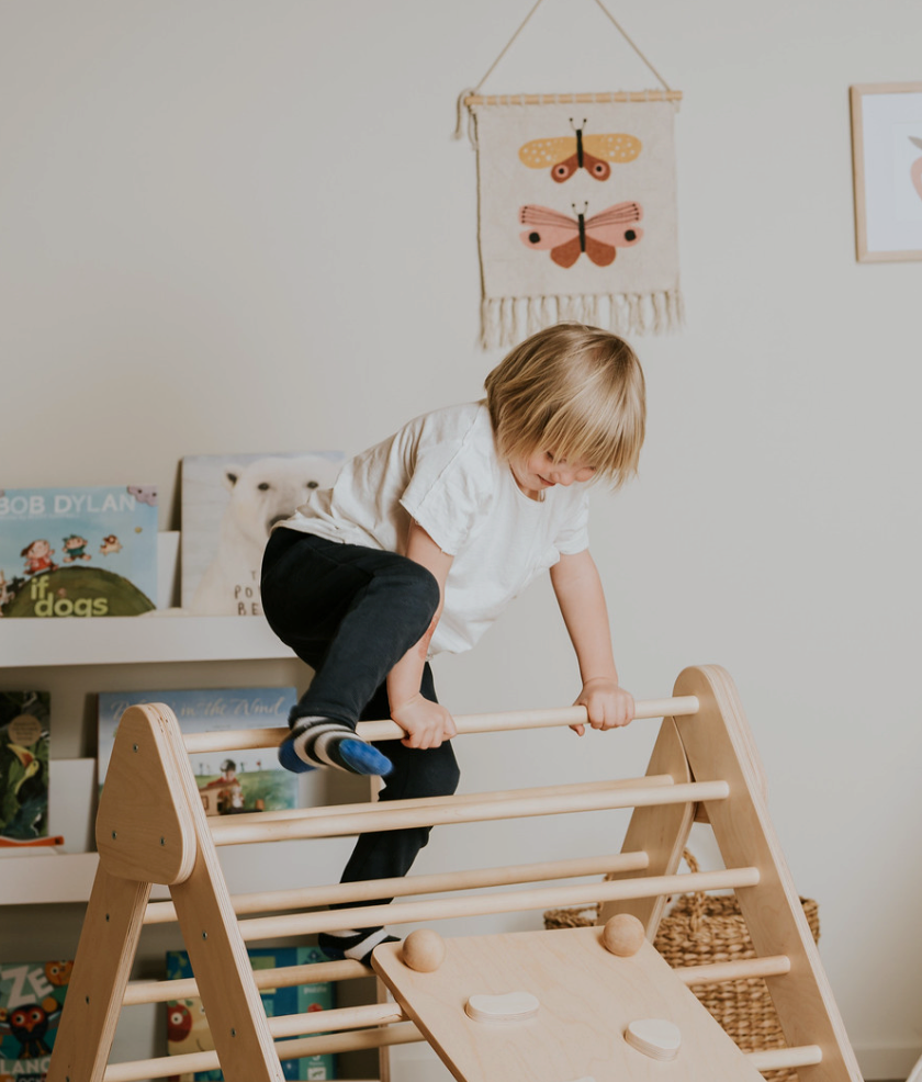 Swedish Wall and Triangle Climber Set 2in1 WITH Ramp slide | Natural - Oliver Ruffus