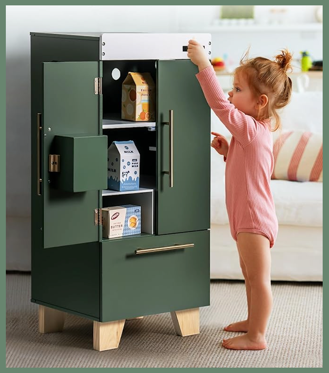 Vintage Green Wooden Toy Fridge - Oliver Ruffus