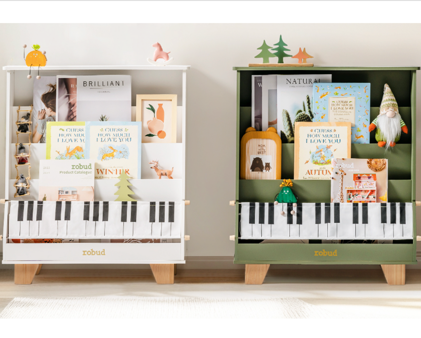 Wooden Kids Bookshelf - Piano