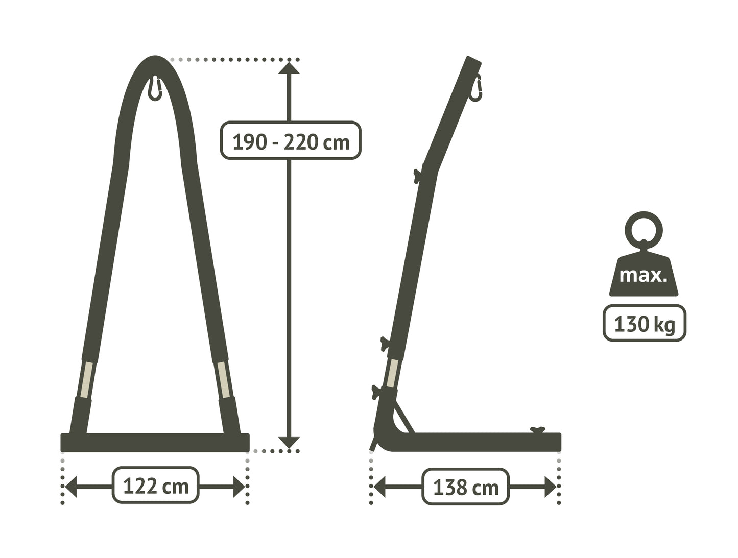 Amura Anthracite Galvanized Steel Stand for Basic to Kingsize Hammock Chairs