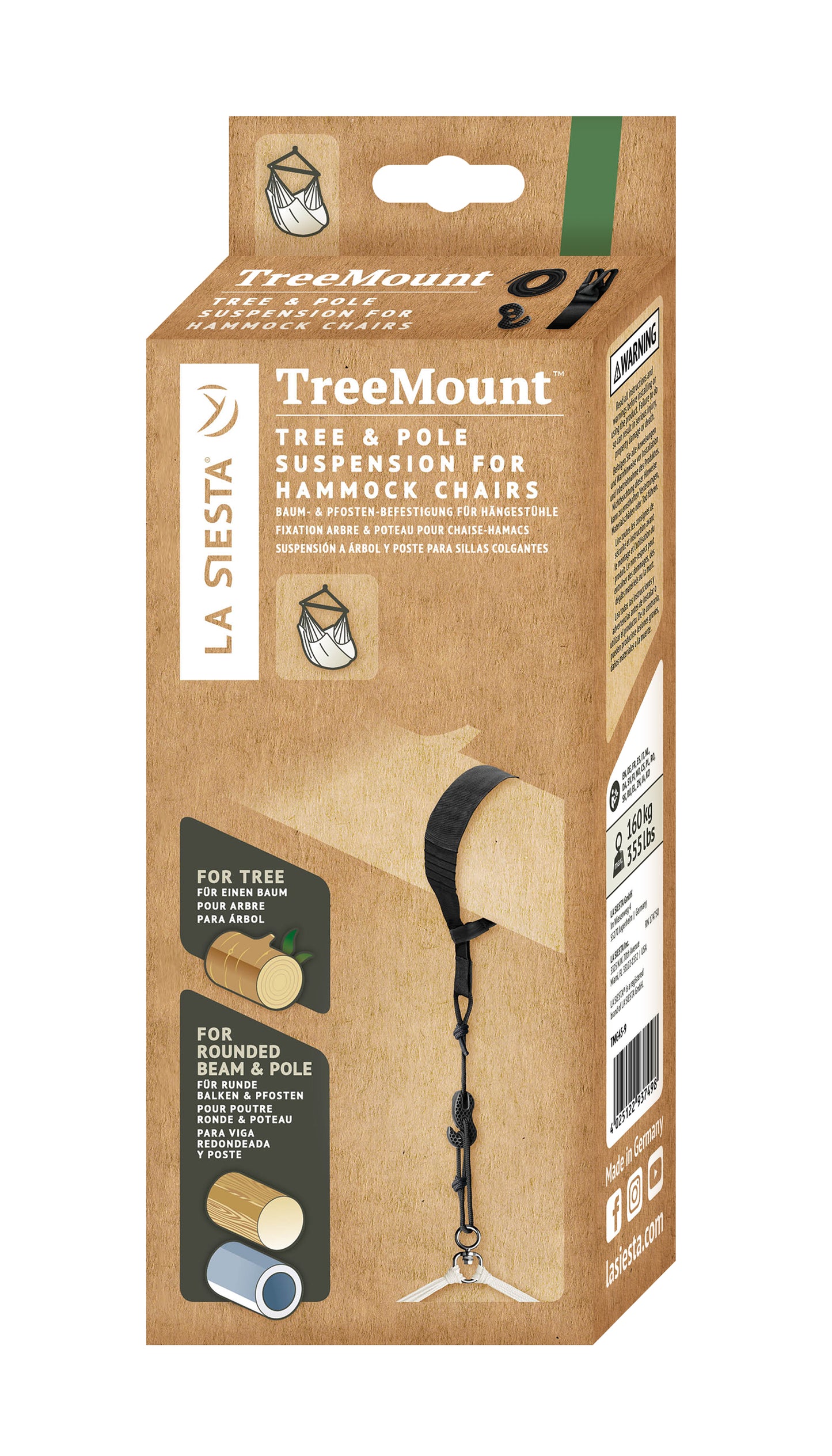 TreeMount Tree and Pole Suspension Set for Hammock Chairs and Hanging Nest