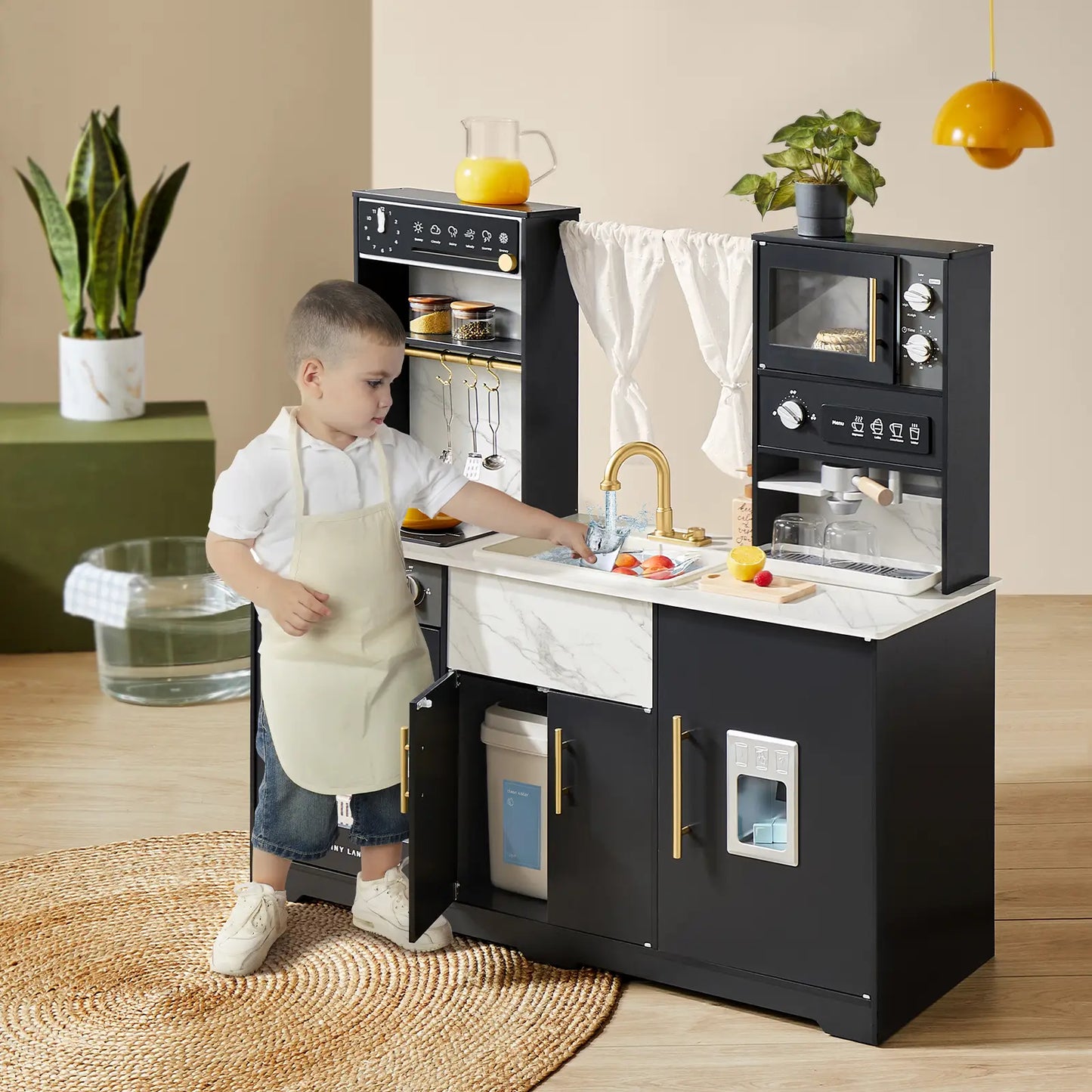 Tiny Land® Iconic Aqua Kitchen with Real-Flow Water System - Black