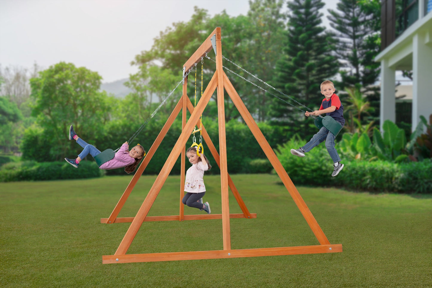 Trailside Wooden Swing Set- Choose from 7 Color Options!