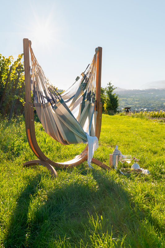 Udine Outdoor Weather-Resistant Hammock Chair with FSC® certified Eucalyptus Stand