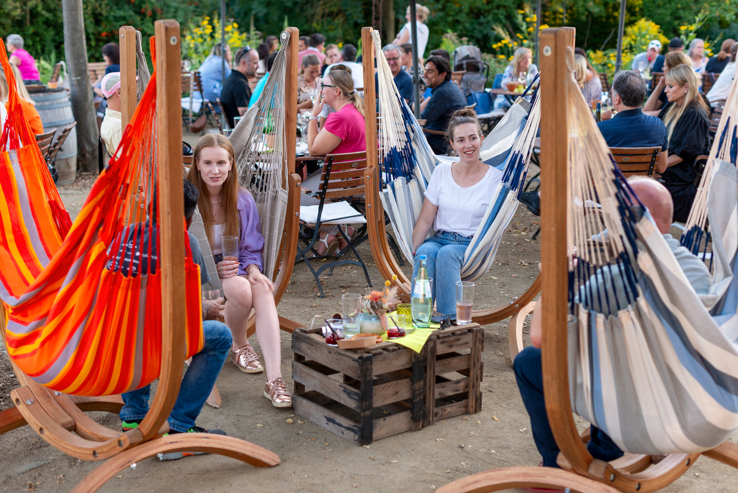 Udine Outdoor Weather-Resistant Hammock Chair with FSC® certified Eucalyptus Stand