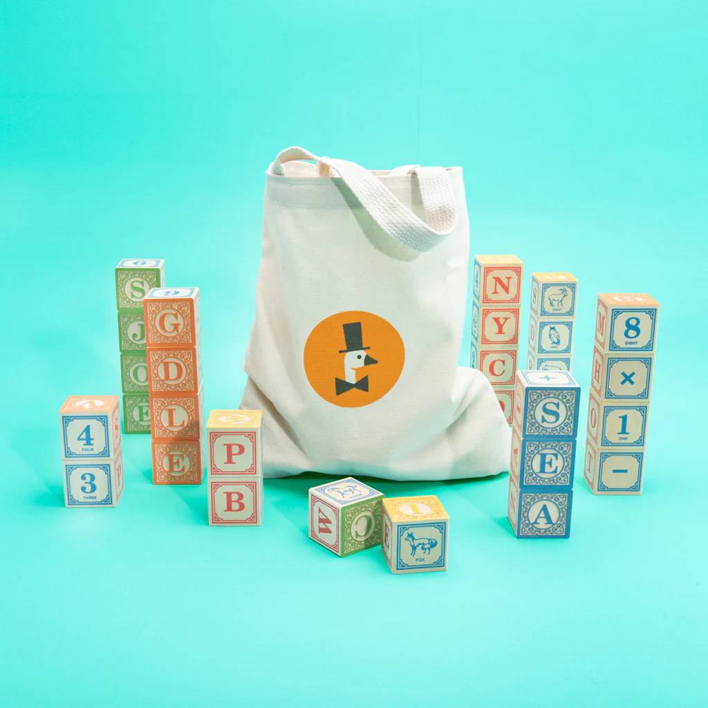 Uncle Goose Classic ABC Blocks  with Canvas Bag