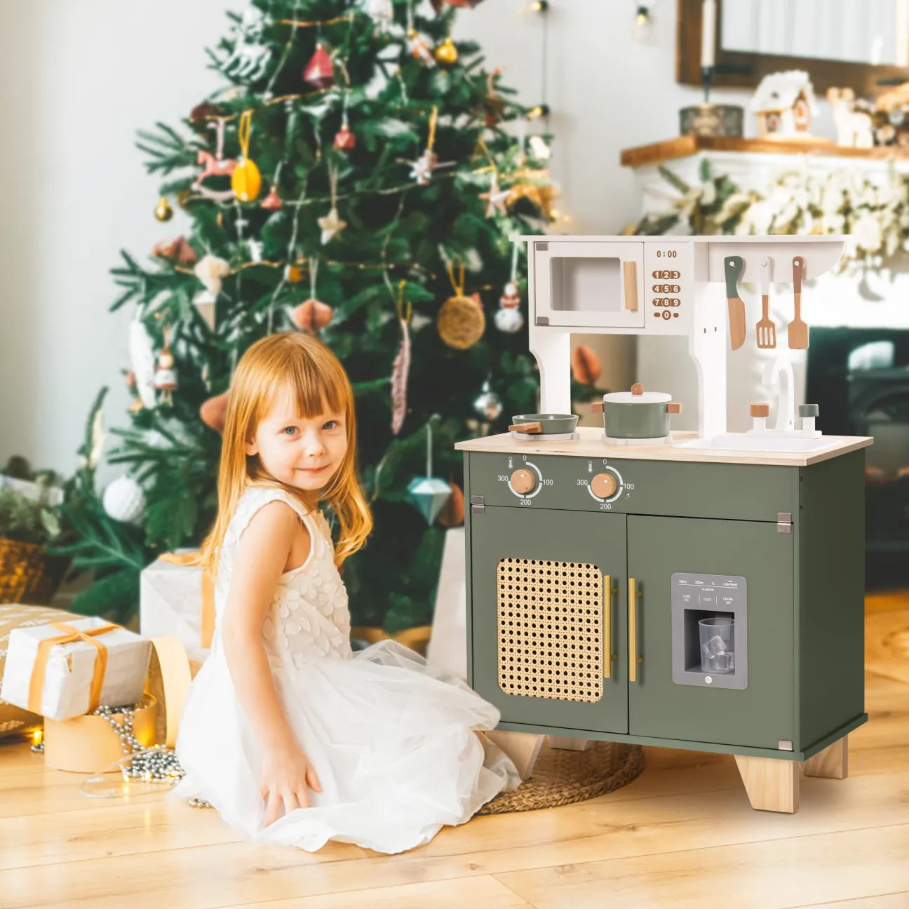 Vintage Green Wooden Play Kitchen - Oliver Ruffus