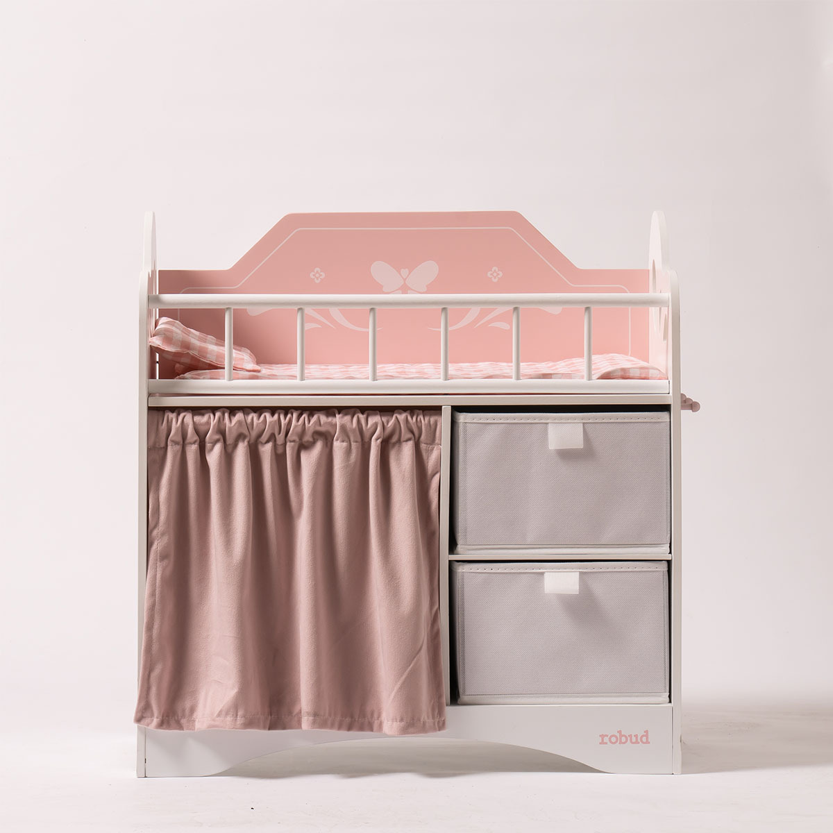 Wooden Baby Doll Crib for Kids | Pink