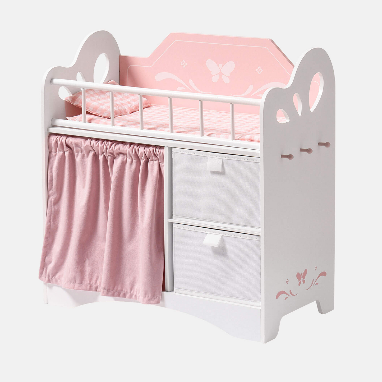 Wooden Baby Doll Crib for Kids | Pink