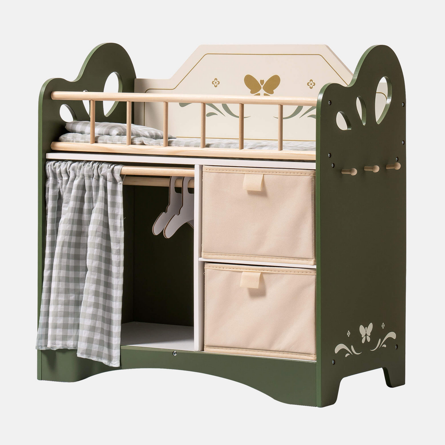 Wooden Baby Doll Crib for Kids | Green