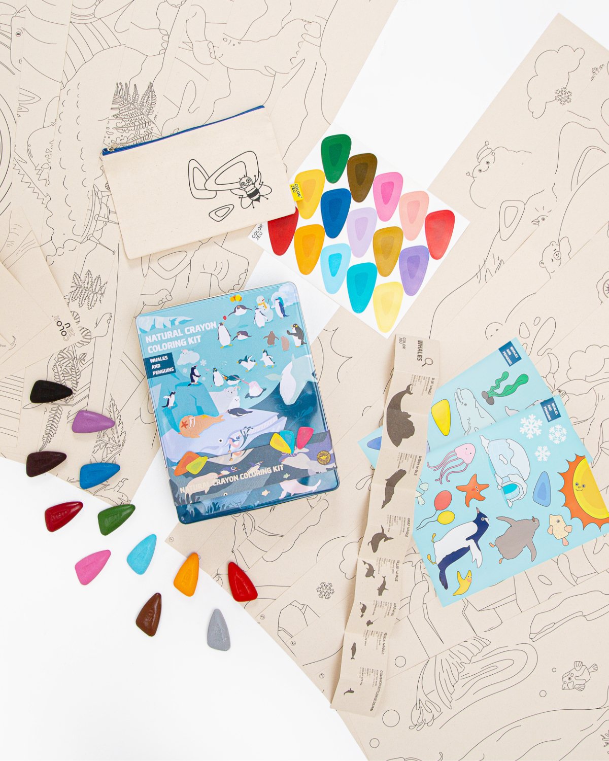 Coloring Kit PARTY SET Whales and Penguins