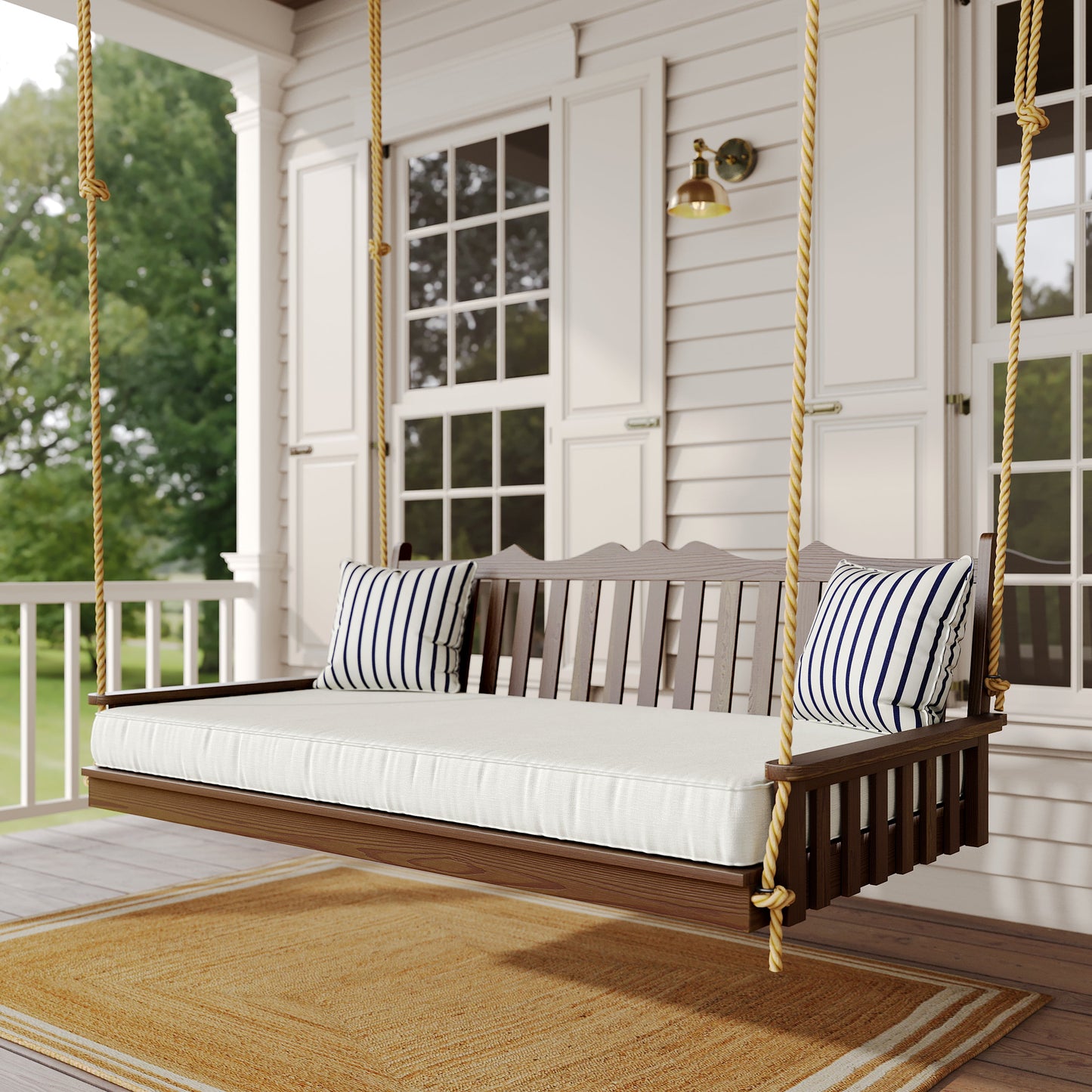 Keystone Amish Co. 5 Foot York Porch Swing Bed, White Paint