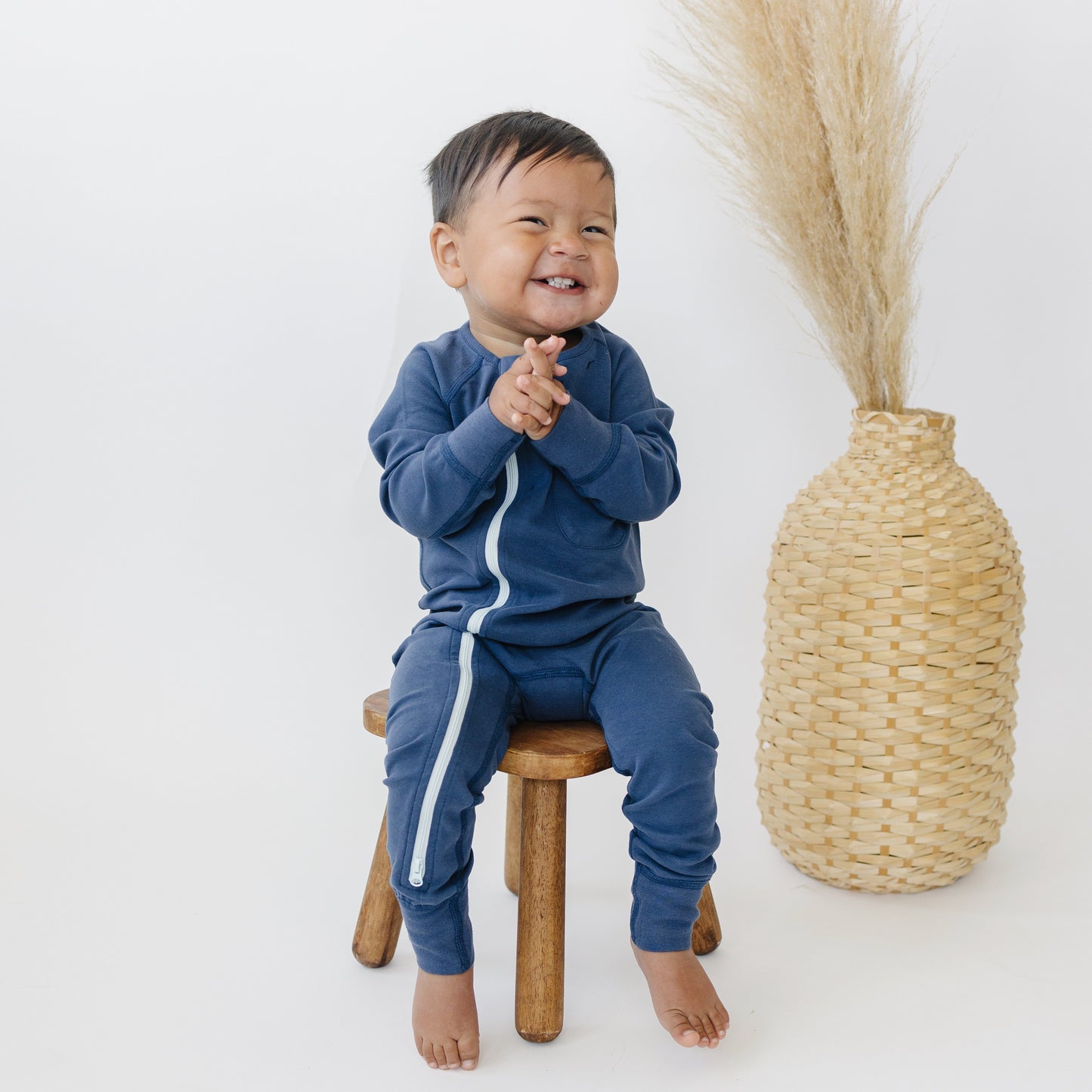 Zip Romper in Blueberry