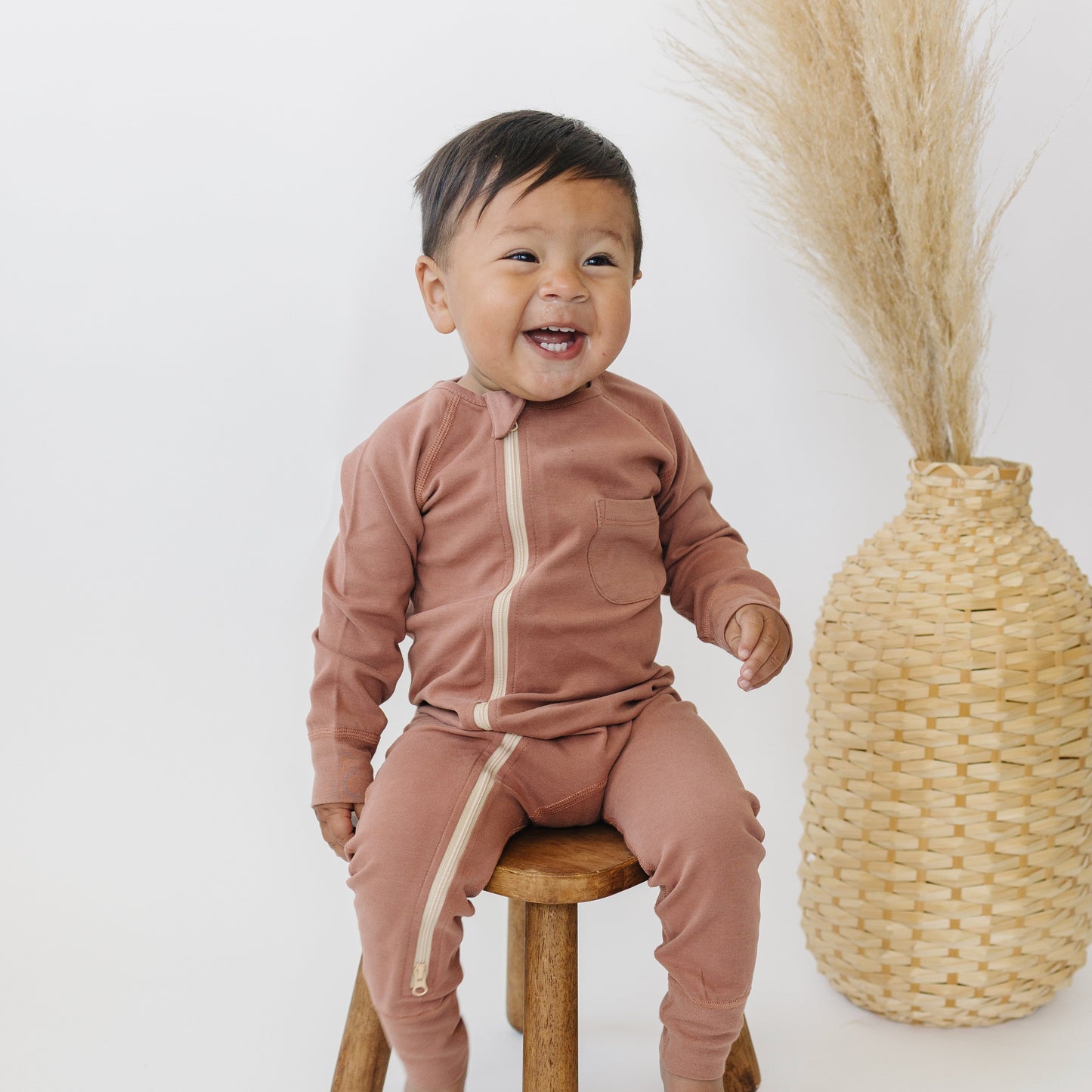 Zip Romper in Chestnut