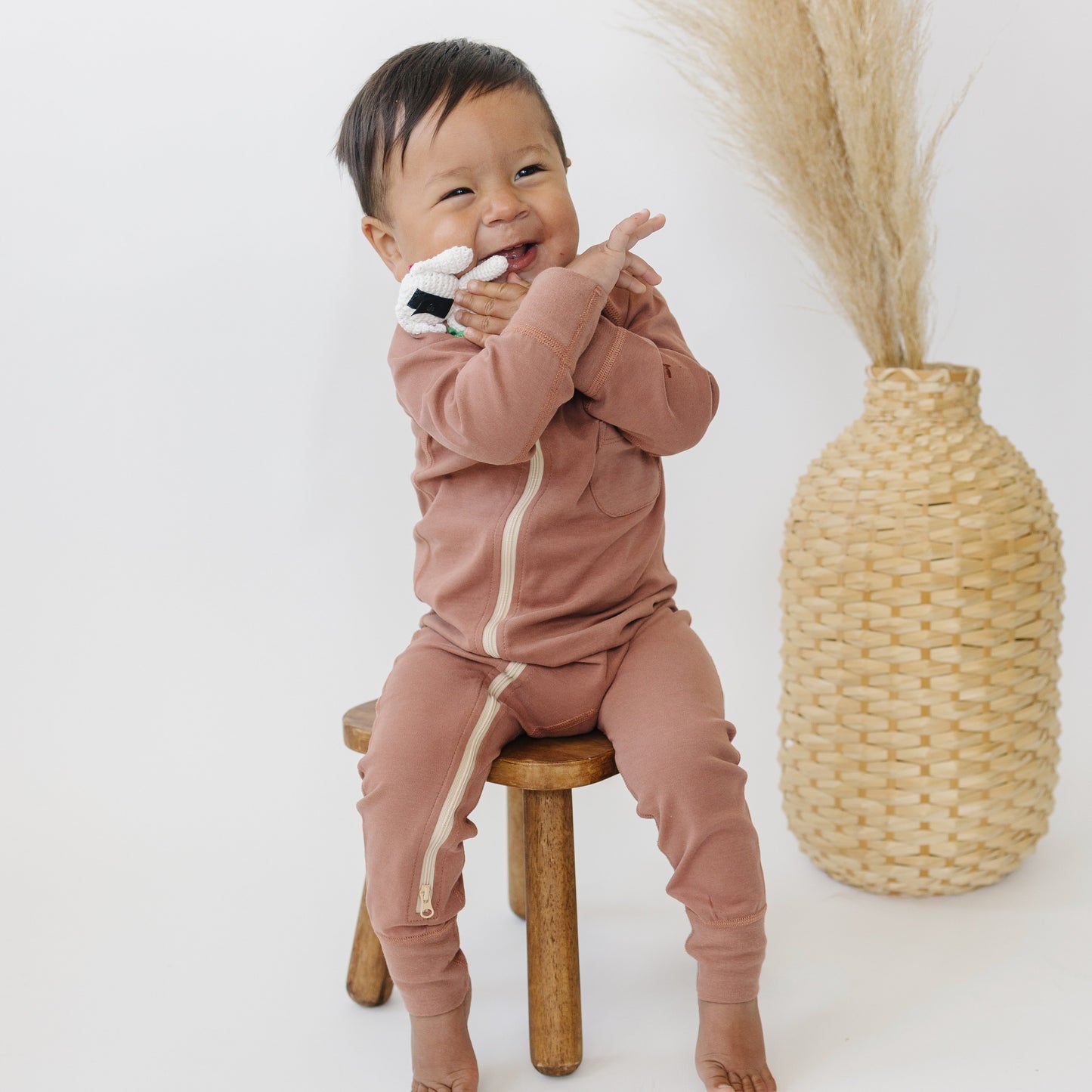 Zip Romper in Chestnut