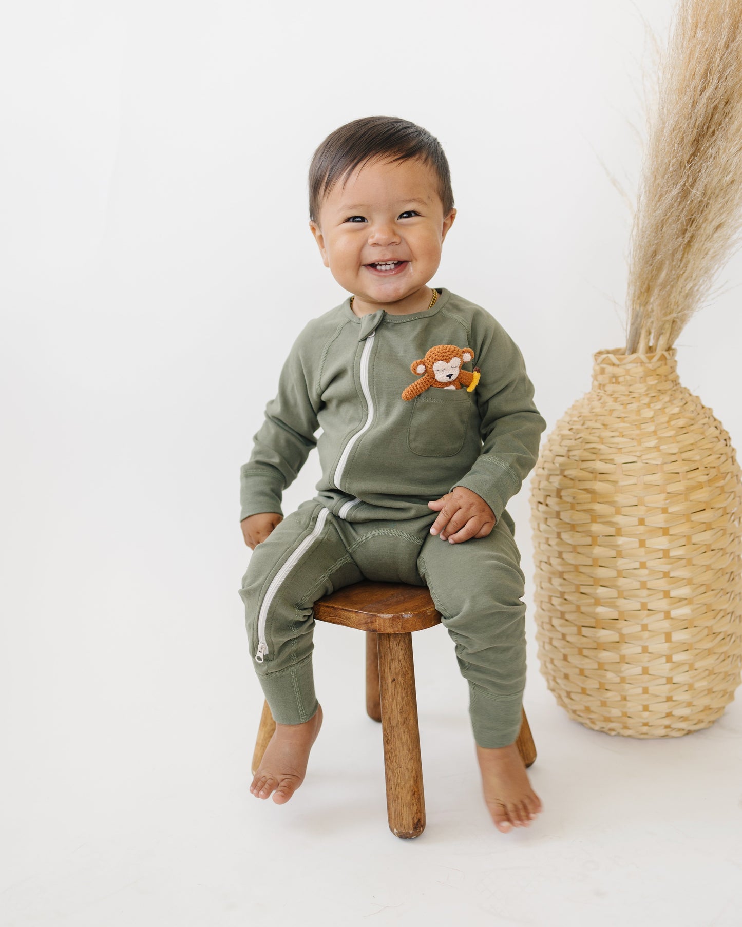 Zip Romper in Olive