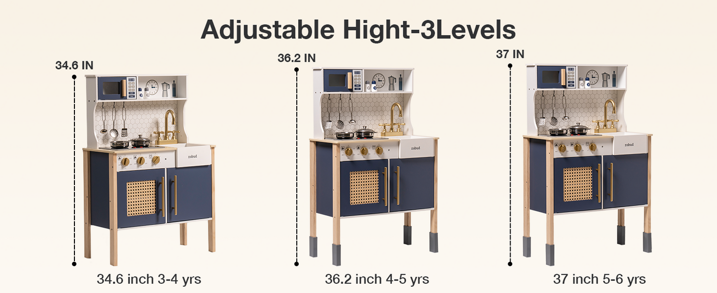 Grow With Me Adjustable Height Kitchen | Blue - Oliver Ruffus