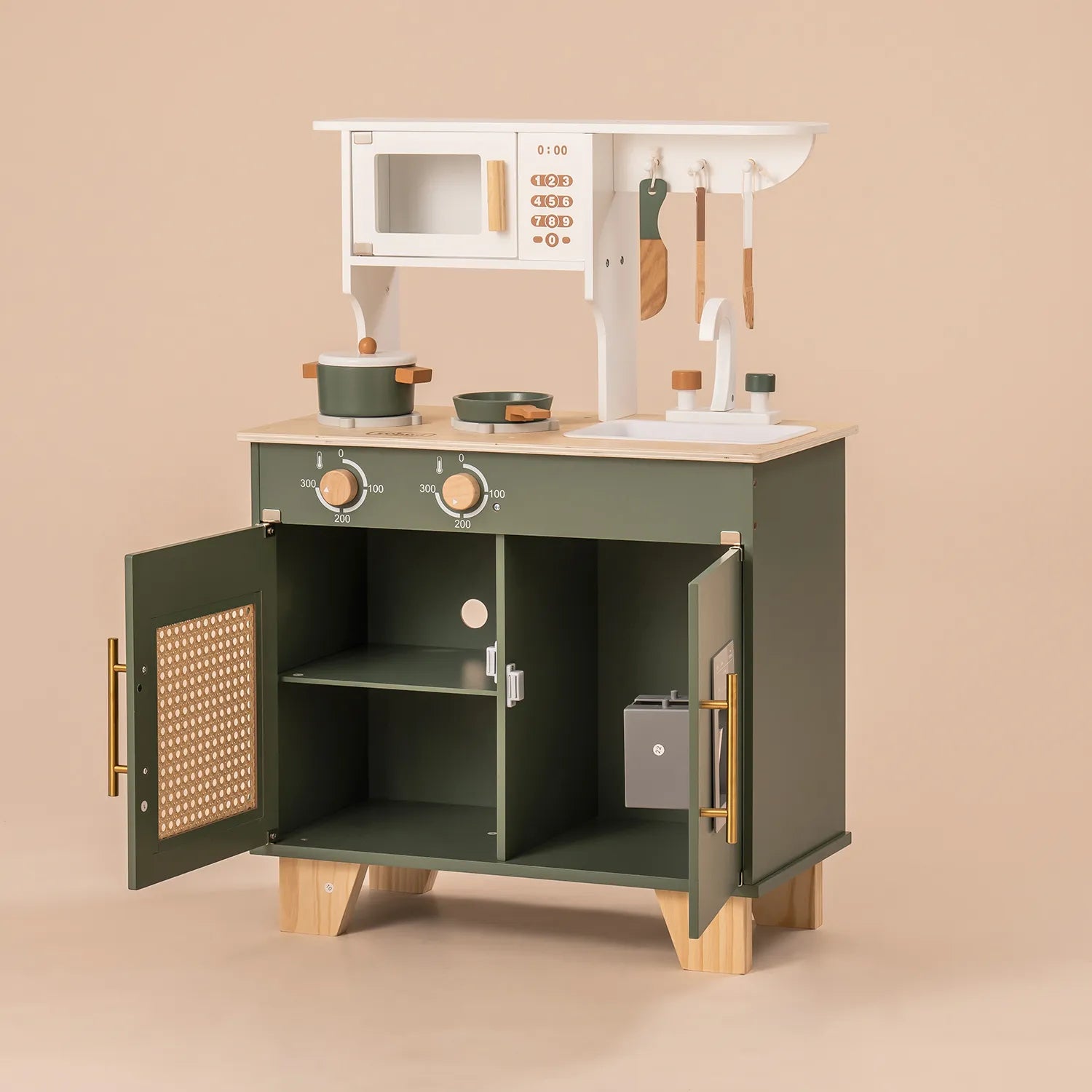 Vintage Green Wooden Play Kitchen - Oliver Ruffus