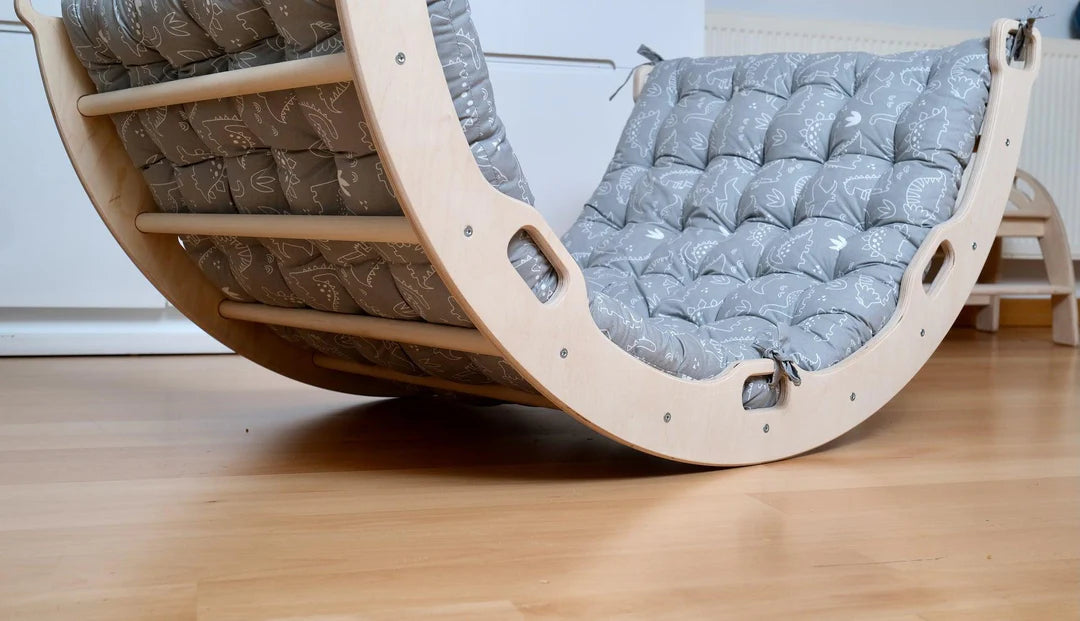 Climbing Arch Rocker with Gray Dinosaur Cushion - Oliver Ruffus