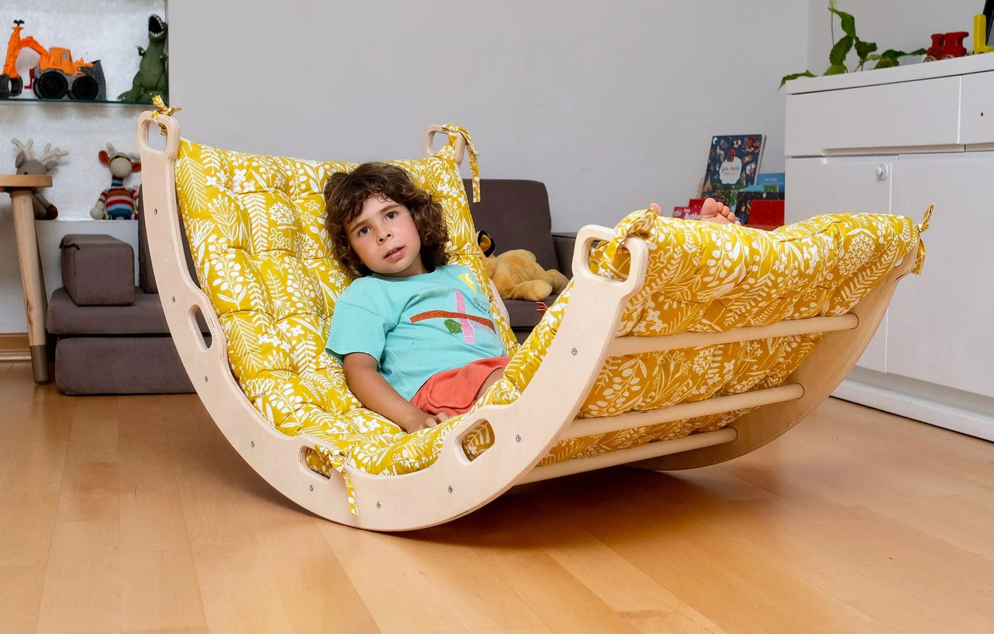 Climbing Arch Rocker with Sunny Yellow Cushion - Oliver Ruffus