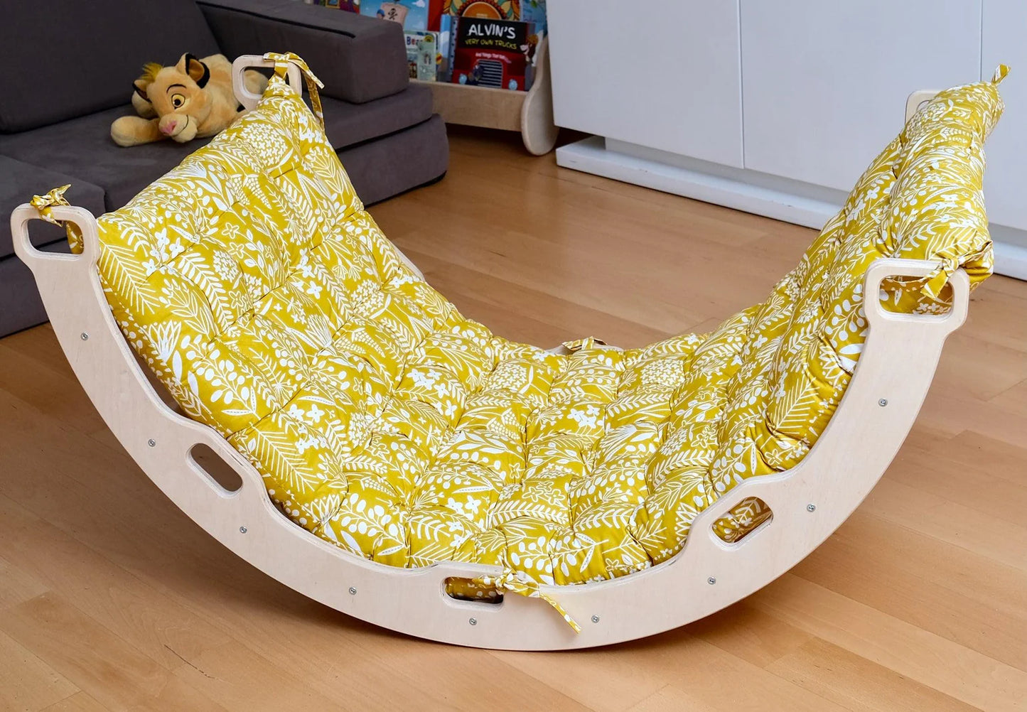 Climbing Arch Rocker with Sunny Yellow Cushion - Oliver Ruffus