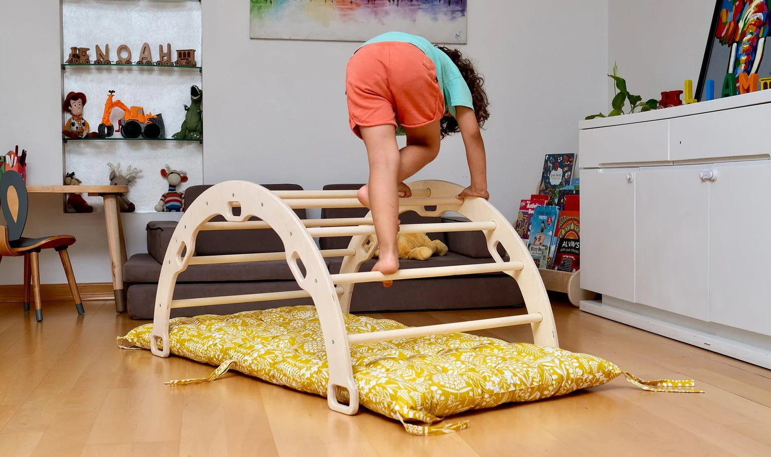 Climbing Arch Rocker with Sunny Yellow Cushion - Oliver Ruffus