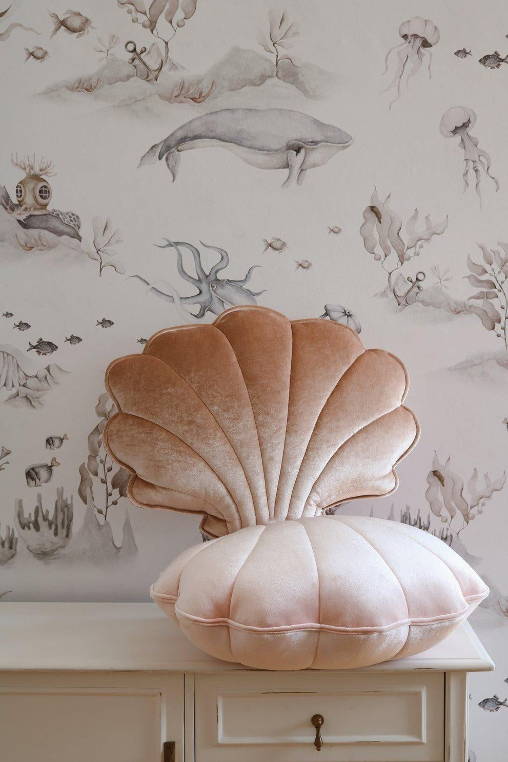 Velvet Beige Pearl Shell Pillow